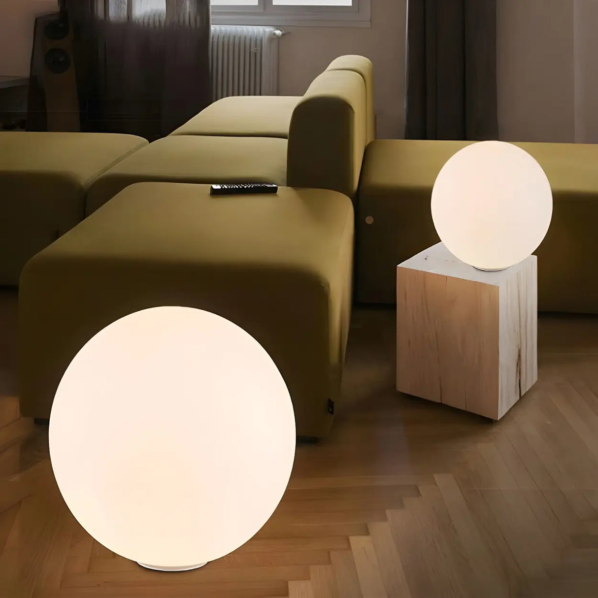 Modern Sphere Glass Bedside Lamp White Ambient Light Image - 14