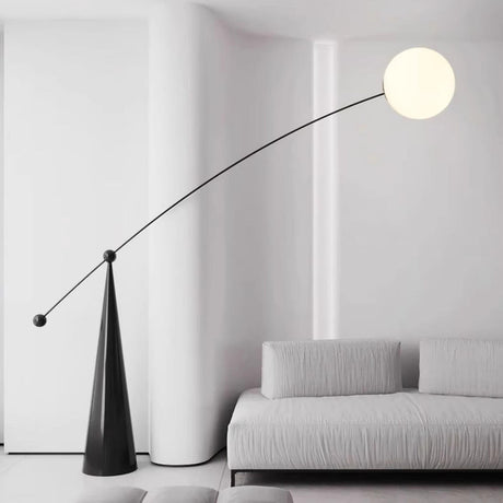 Modern Spherical Globe Black Arched Floor Lamp Image - 1