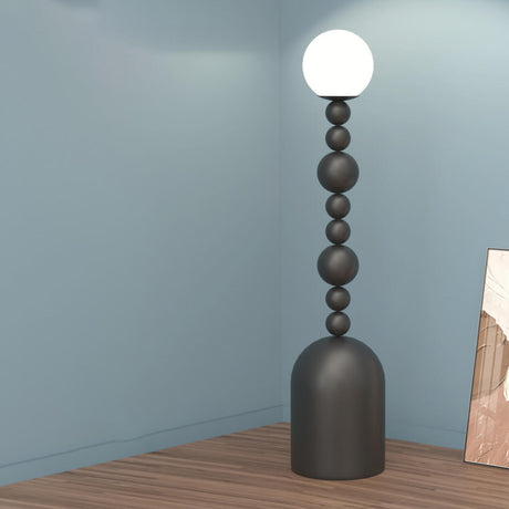 Modern Spherical Stacked Design Black Floor Lamp Image - 2