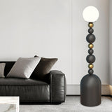 Modern Spherical Stacked Design Black Floor Lamp Image - 4