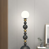 Modern Spherical Stacked Design Black Floor Lamp Image - 8