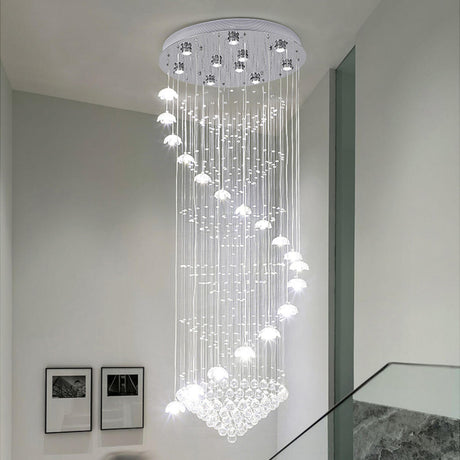 Modern Spiral Crystal Chandelier Pendant Light Stairwell Image - 1