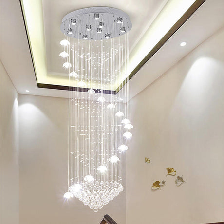 Modern Spiral Crystal Chandelier Pendant Light Stairwell Image - 2