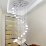 Modern Spiral Crystal Chandelier Pendant Light Stairwell Image - 3