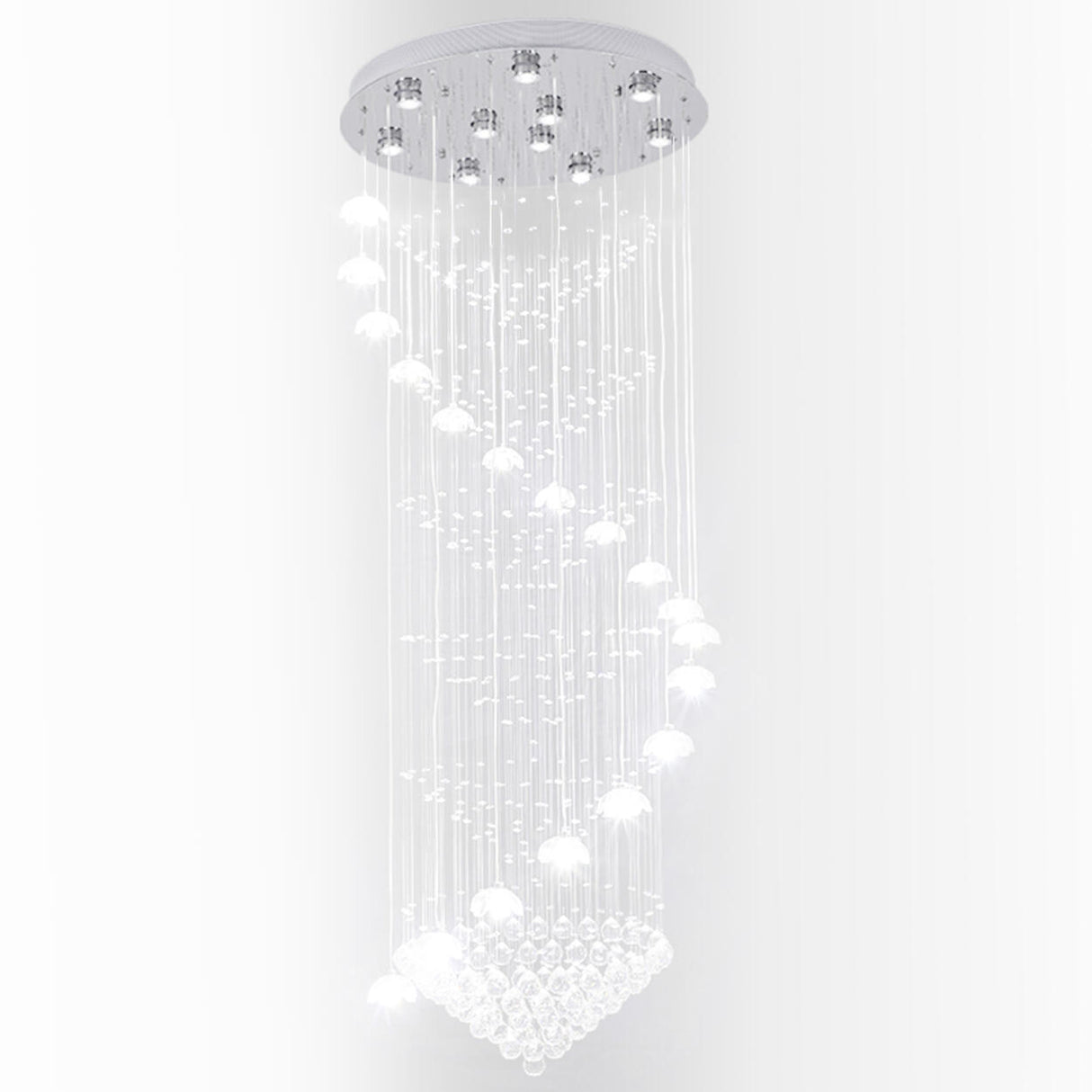 Modern Spiral Crystal Chandelier Pendant Light Stairwell Image - 5