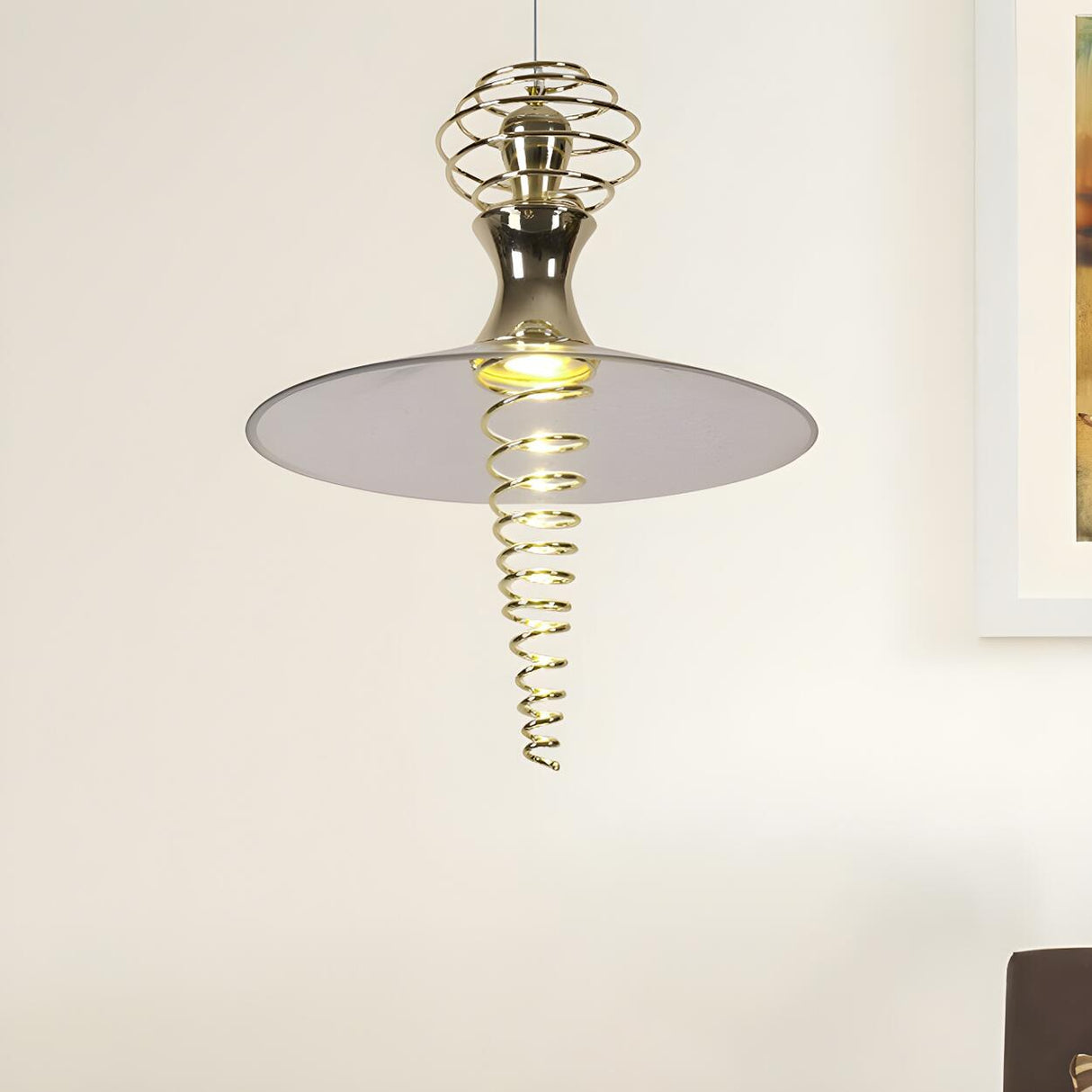 Modern Spiral Flared Metal Living Room Pendant Light Image - 3