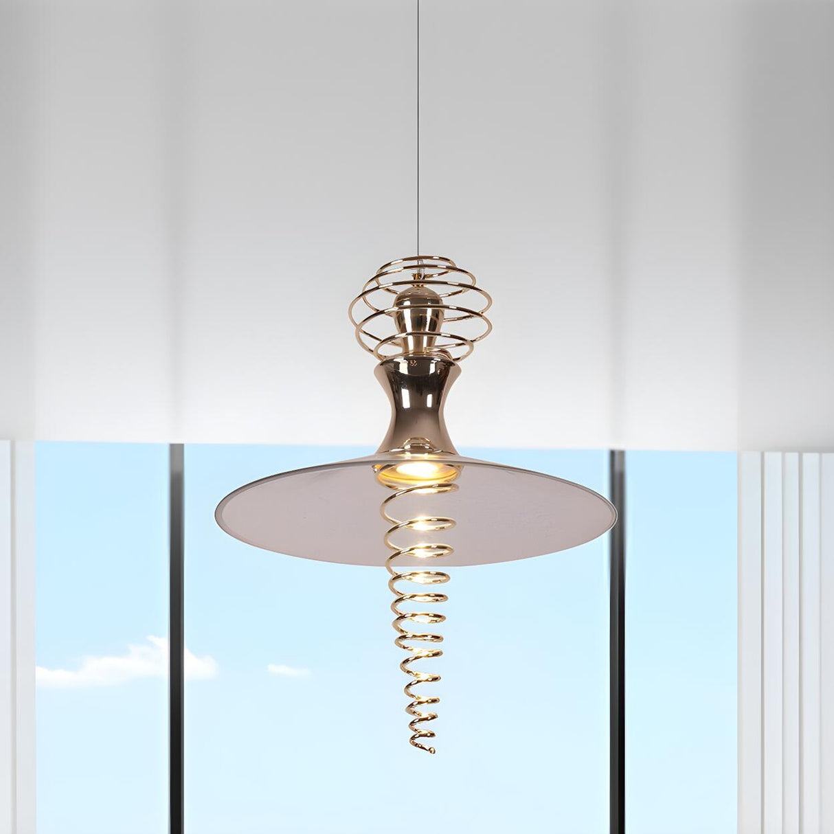 Modern Spiral Flared Metal Living Room Pendant Light Image - 7