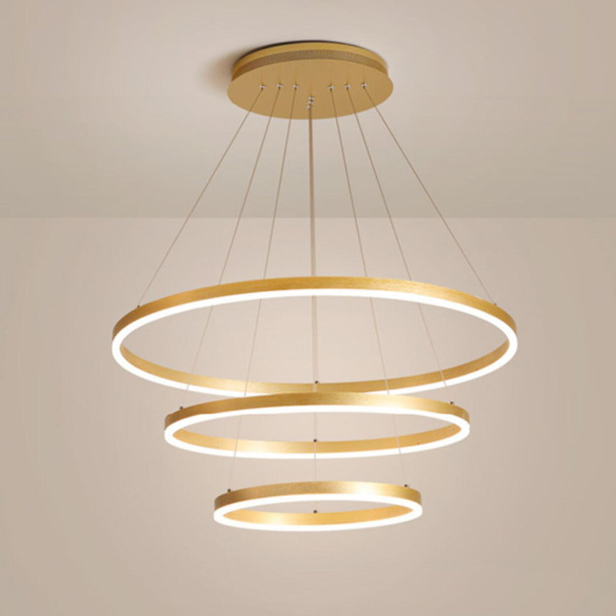 Modern Spiral Gold Ring Acrylic LED Pendant Chandelier Image - 12