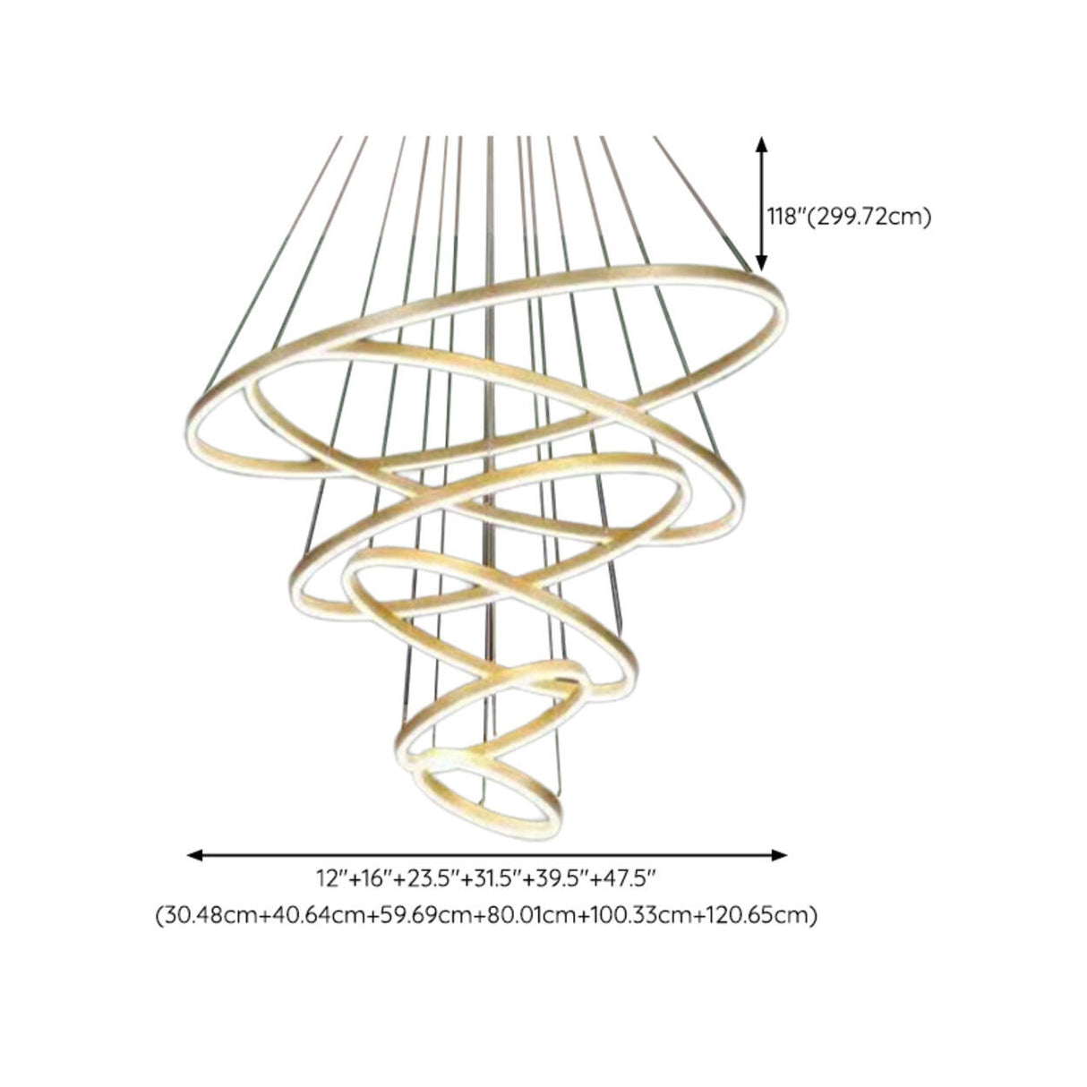 Modern Spiral Gold Ring Acrylic LED Pendant Chandelier 