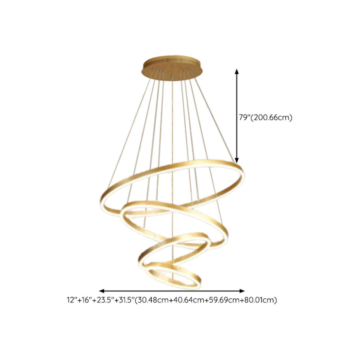 Modern Spiral Gold Ring Acrylic LED Pendant Chandelier Image - 19