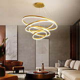 Modern Spiral Gold Ring Acrylic LED Pendant Chandelier Image - 3