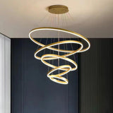 Modern Spiral Gold Ring Acrylic LED Pendant Chandelier Image - 4