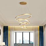 Modern Spiral Gold Ring Acrylic LED Pendant Chandelier Image - 7