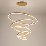 Modern Spiral Gold Ring Acrylic LED Pendant Chandelier Image - 8