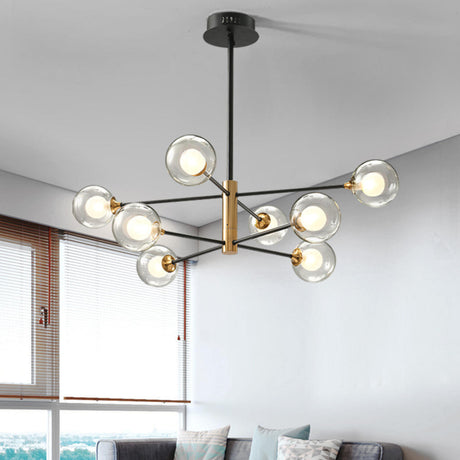 Modern Sputnik 2 Tiers 8-Light Glass Globe Chandelier Image - 1