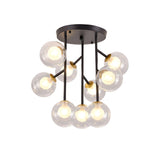 Modern Sputnik 9-Head Glass Ball Semi-Flush Mount Light Image - 2