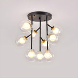 Modern Sputnik 9-Head Glass Ball Semi-Flush Mount Light Image - 3