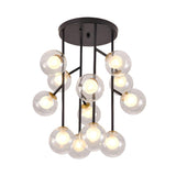 Modern Sputnik 9-Head Glass Ball Semi-Flush Mount Light Image - 7