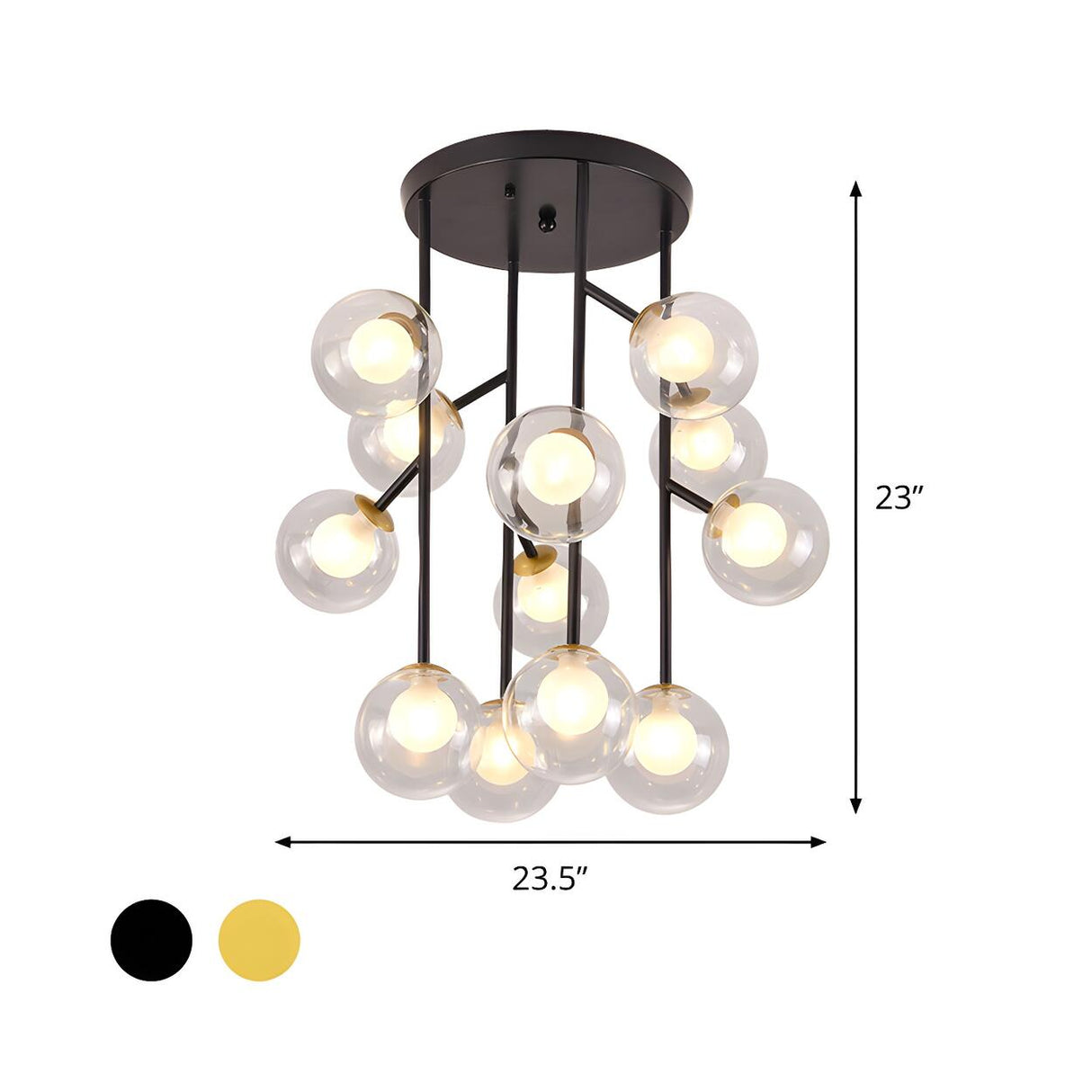 Modern Sputnik 9-Head Glass Ball Semi-Flush Mount Light Image - 9