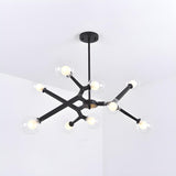 Modern Sputnik Black Branch Clear Glass Globe Chandelier Image - 2