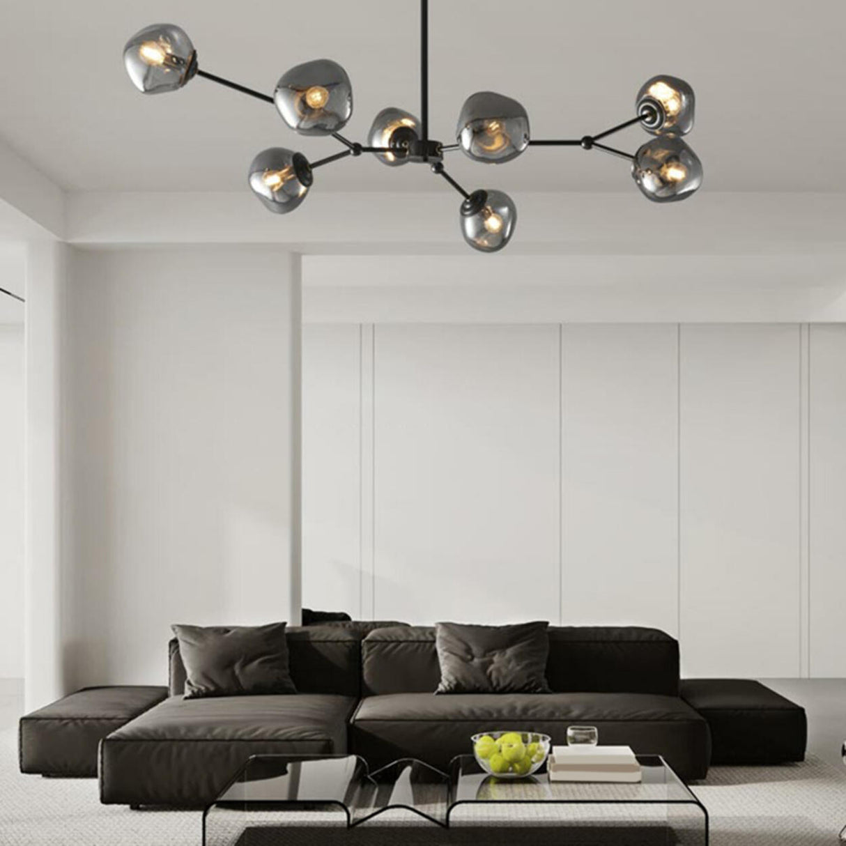 Modern Sputnik Black Glass Globes Chandelier   Image - 1