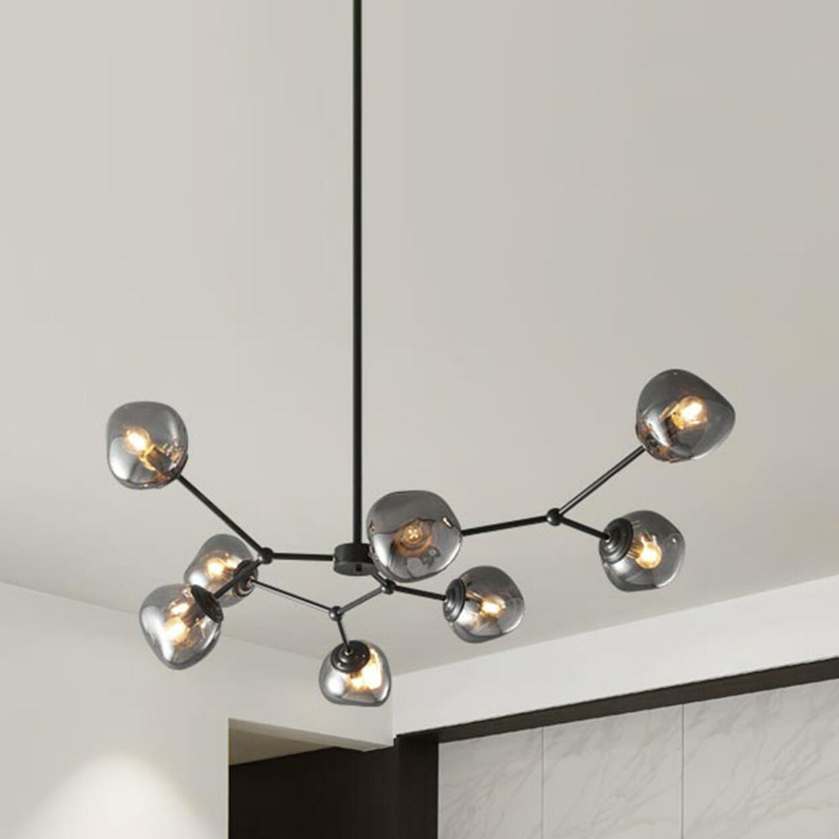 Modern Sputnik Black Glass Globes Chandelier   Image - 13