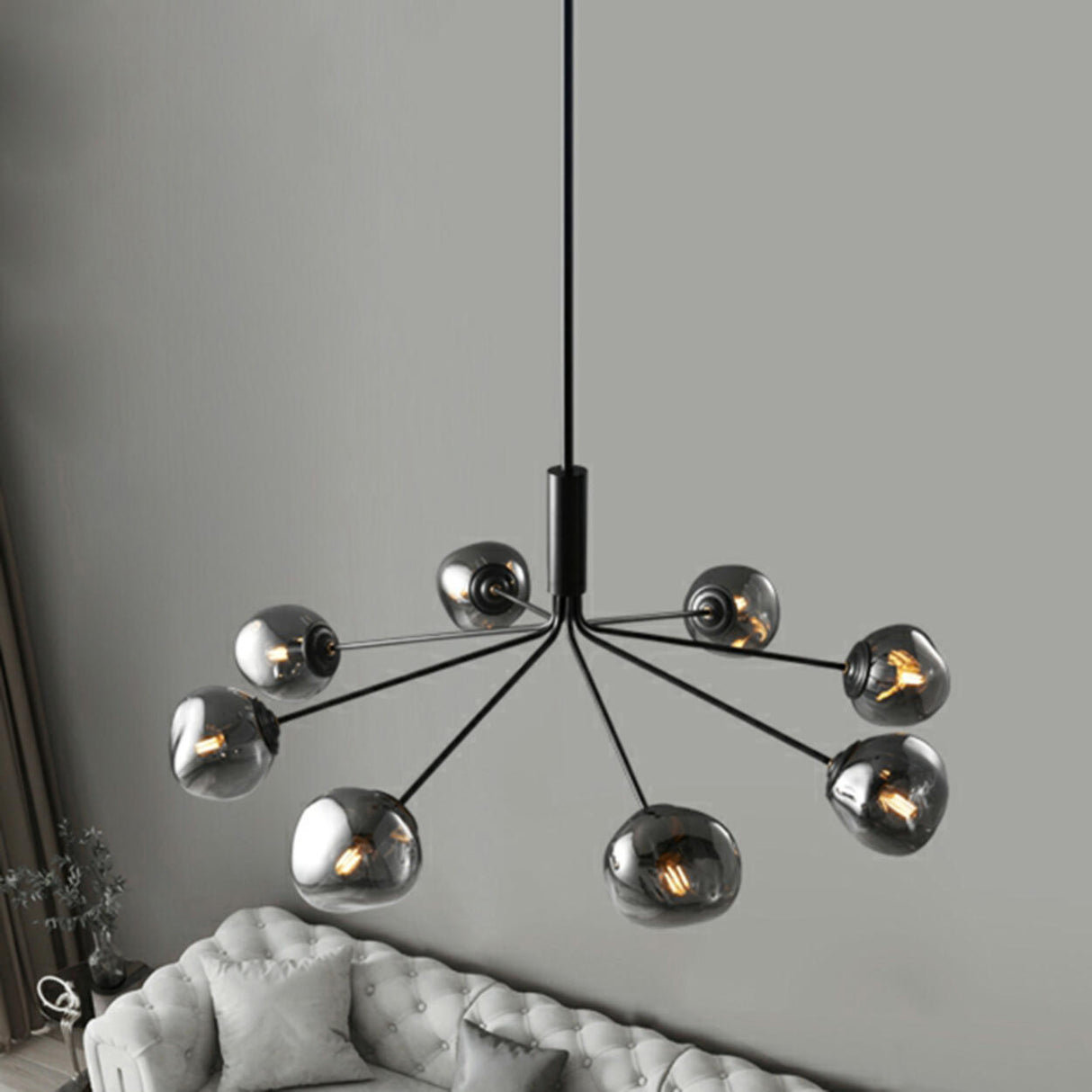 Modern Sputnik Black Glass Globes Chandelier   Image - 14