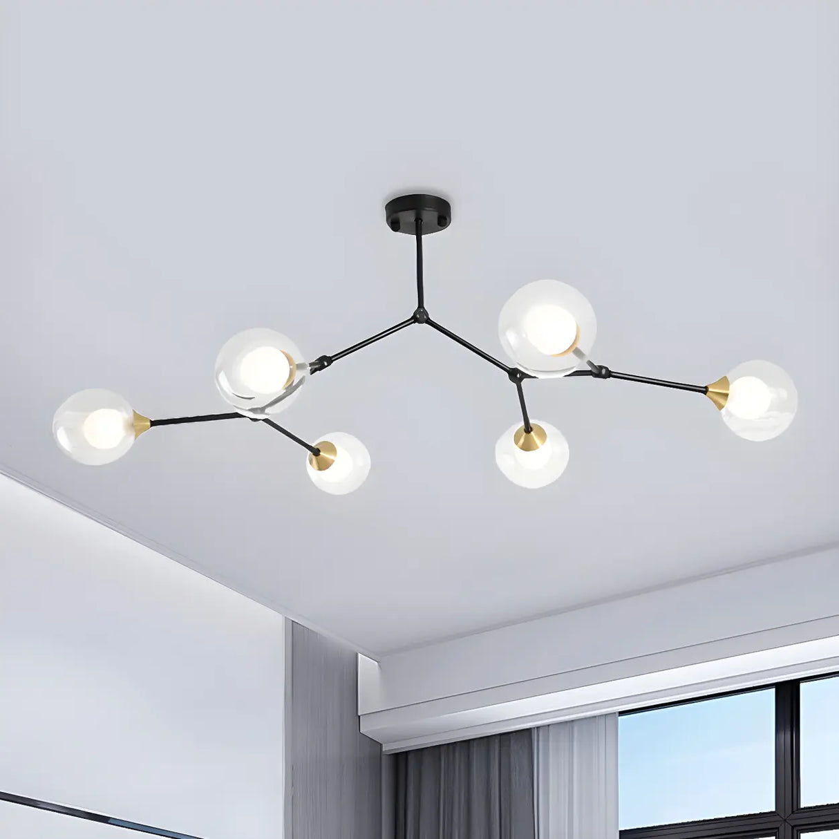 Modern Sputnik Dining Room Glass Globes Chandelier Image - 17