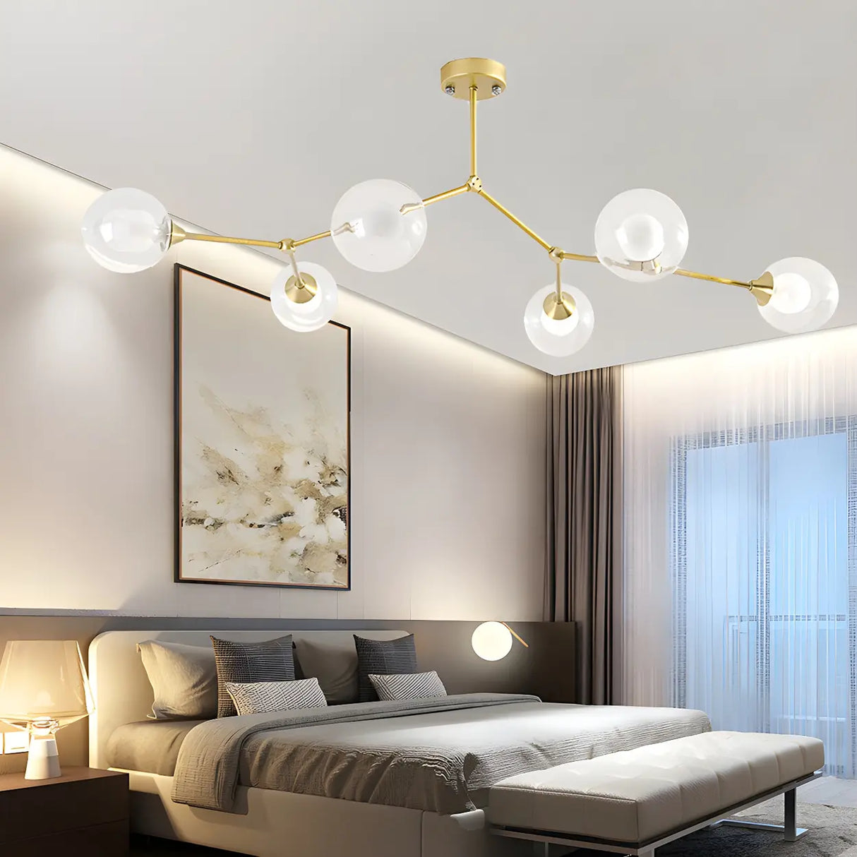 Modern Sputnik Dining Room Glass Globes Chandelier Image - 31