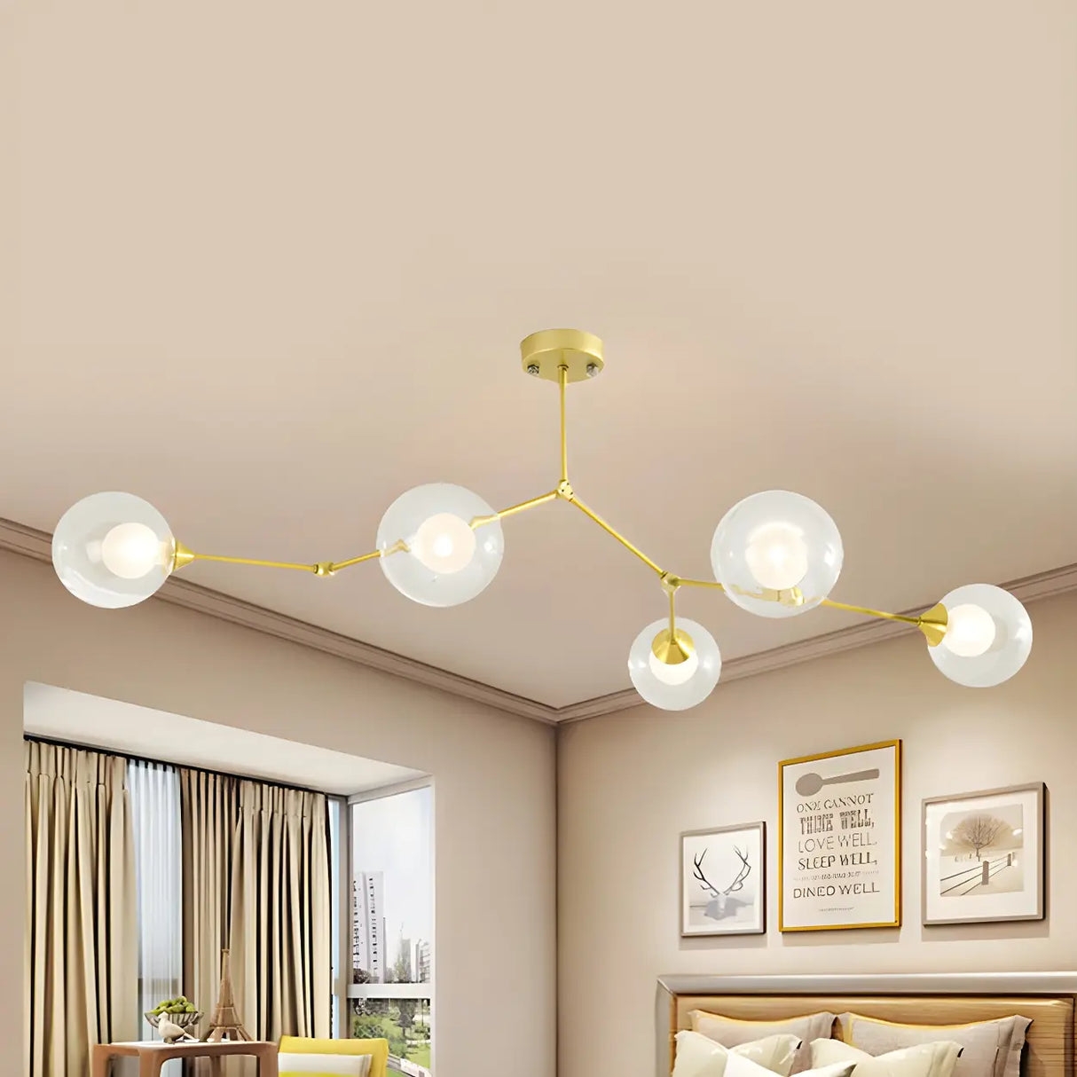 Modern Sputnik Dining Room Glass Globes Chandelier Image - 37