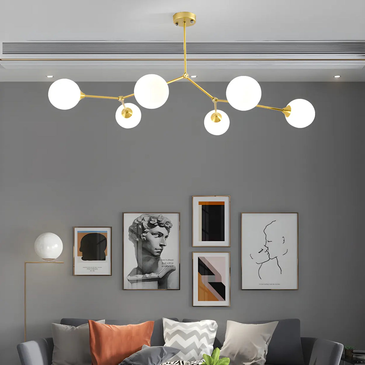 Modern Sputnik Dining Room Glass Globes Chandelier Image - 46