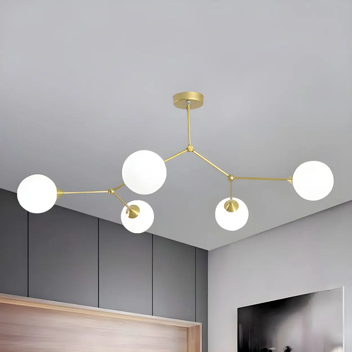 Modern Sputnik Dining Room Glass Globes Chandelier Image - 52