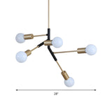 Modern Sputnik Exposed Bulbs Black and Gold Chandelier #size