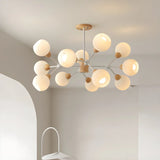 Modern Sputnik Glass Living Room White Large Chandelier Image - 1