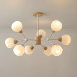 Modern Sputnik Glass Living Room White Large Chandelier Image - 10