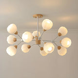 Modern Sputnik Glass Living Room White Large Chandelier Image - 11