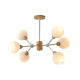 Modern Sputnik Glass Living Room White Large Chandelier Image - 5