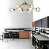 Modern Sputnik Kitchen Clear Glass Globe Branch Chandelier Image - 4