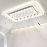 White Geometric Flush Bladeless Ceiling Fan with Light Image - 17