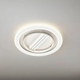 White Geometric Flush Bladeless Ceiling Fan with Light Image - 2