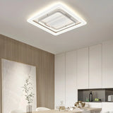 White Geometric Flush Bladeless Ceiling Fan with Light Image - 4