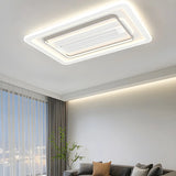 White Geometric Flush Bladeless Ceiling Fan with Light Image - 6