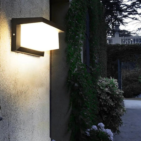 Modern Square Black Metal Outdoor Waterproof Wall Light Image - 1