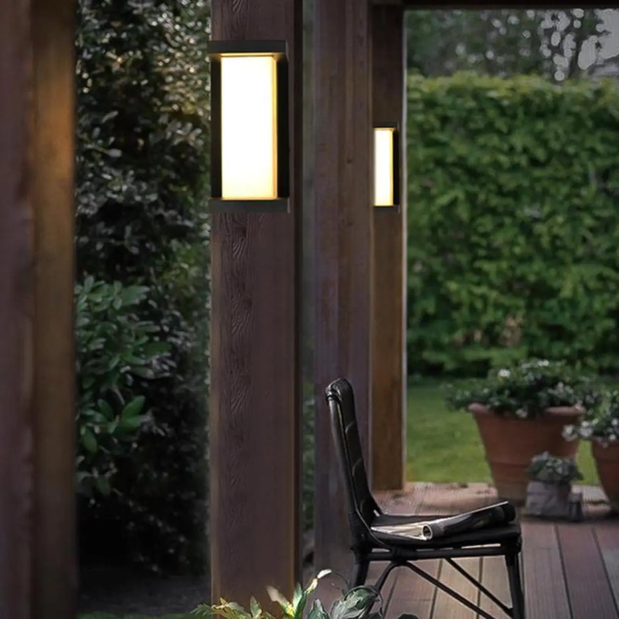 Modern Square Black Metal Outdoor Waterproof Wall Light Image - 6