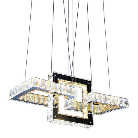 Modern Square Clear Crystal LED Pendant Chandelier Image - 2