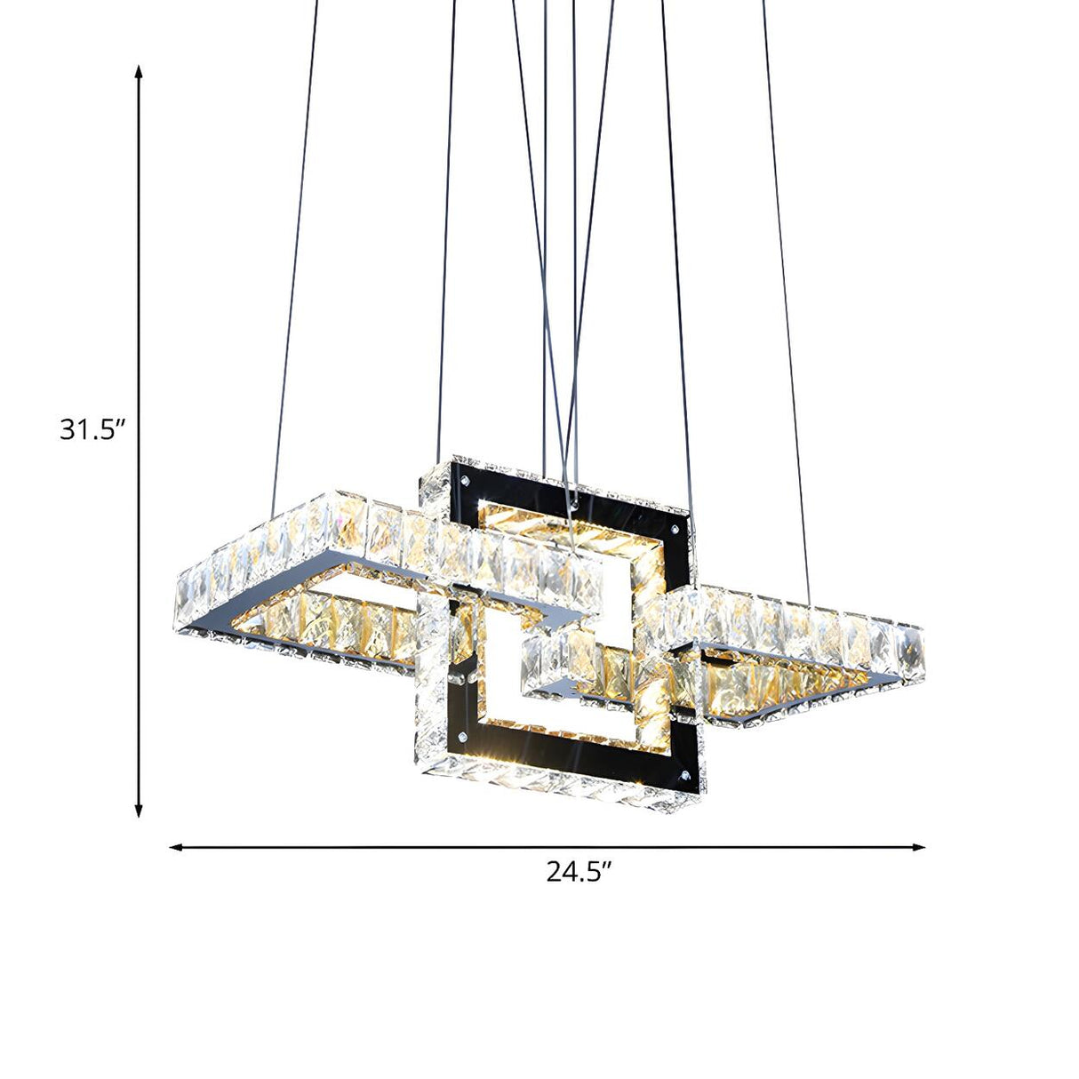 Modern Square Clear Crystal LED Pendant Chandelier 