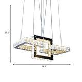 Modern Square Clear Crystal LED Pendant Chandelier #size