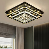 3-Layer Square Crystal LED Semi-Flush Mount Fixture Image - 3