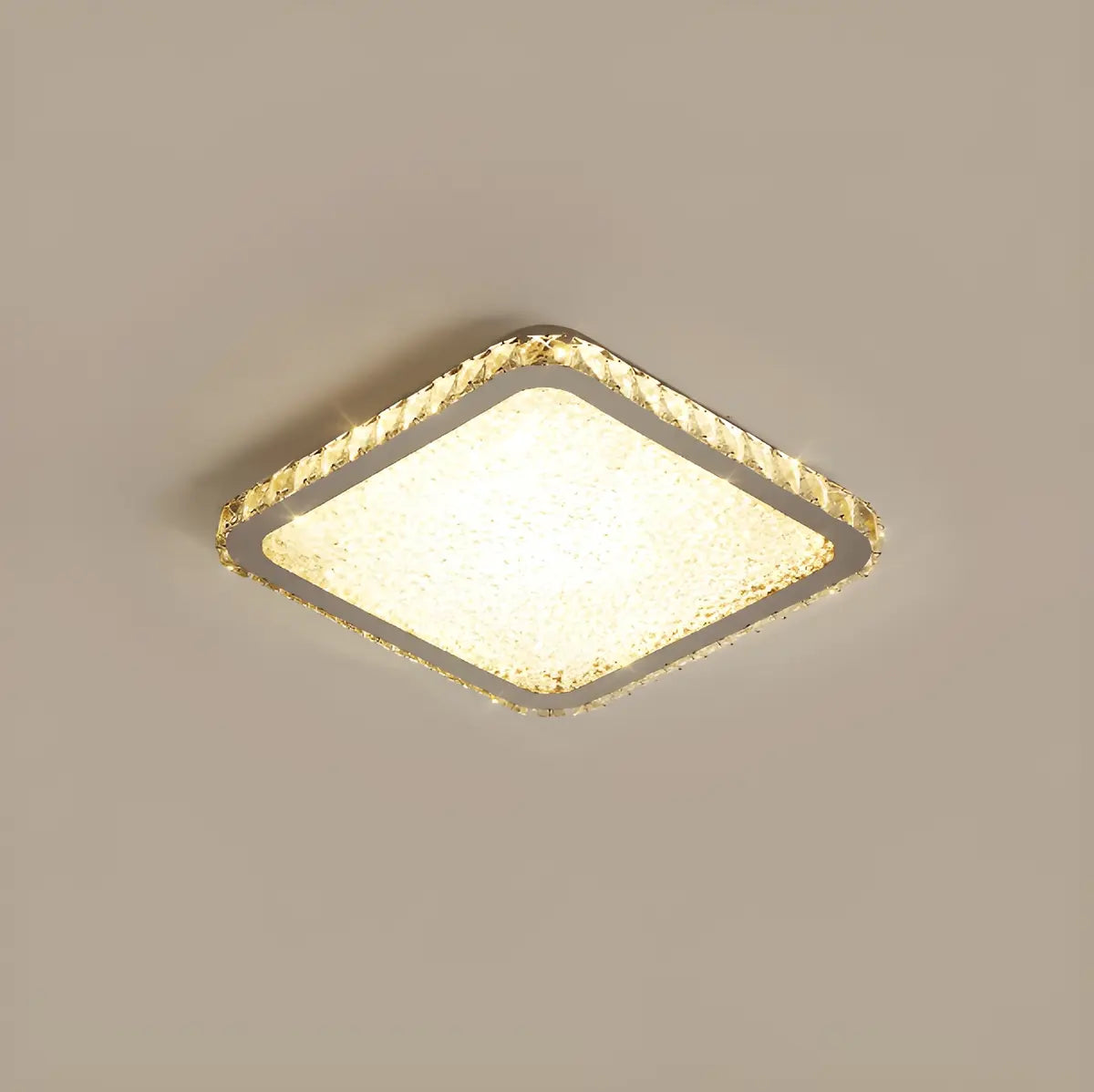 3-Layer Square Crystal LED Semi-Flush Mount Fixture Image - 4