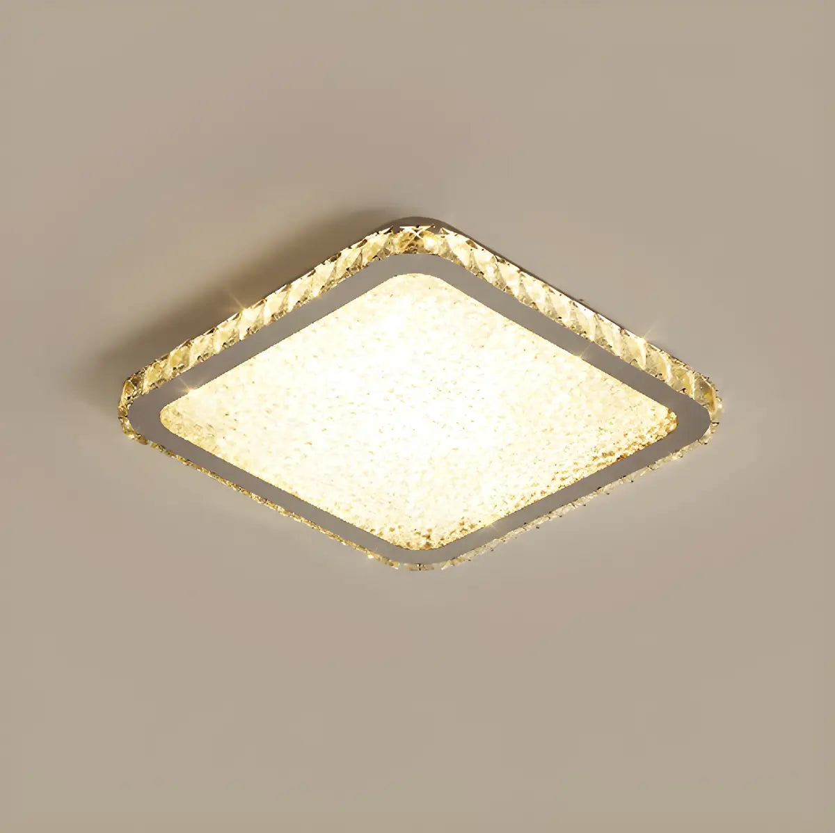 3-Layer Square Crystal LED Semi-Flush Mount Fixture Image - 7